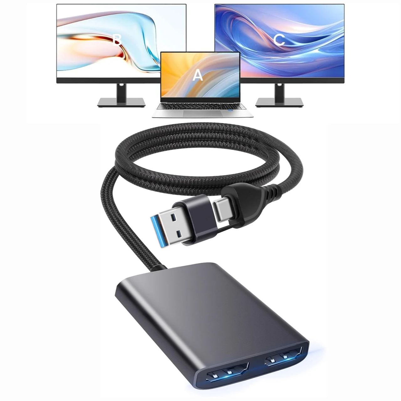 Home Cinema Usb - USB C/A 3.0 naar dubbele HDMI-compatibele