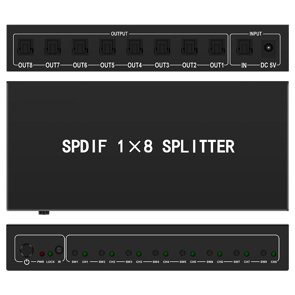 Home Cinema Idea - Optische Audio Splitter,1 In 8 Uit