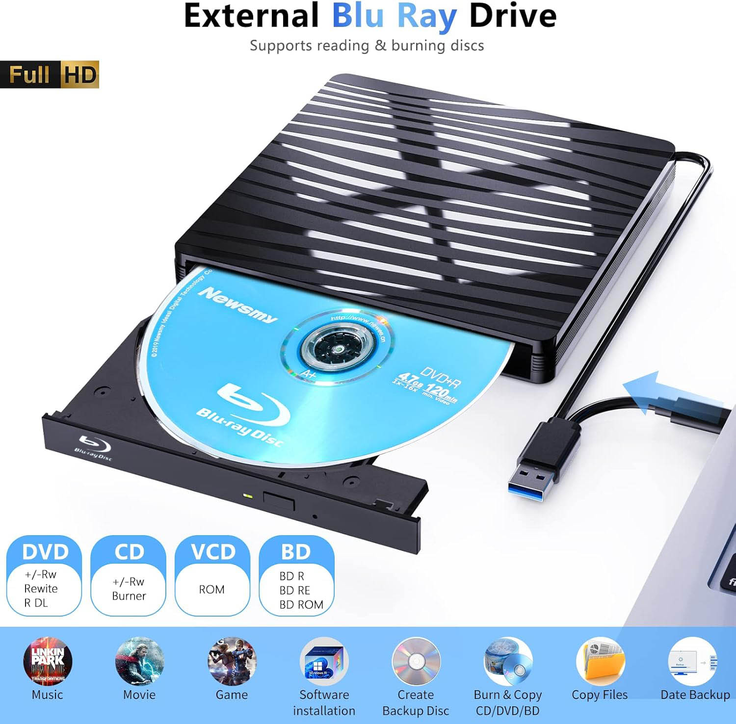 Blu Ray Disc Player - USB3.0 Externe Blu-ray Optische Drive voor