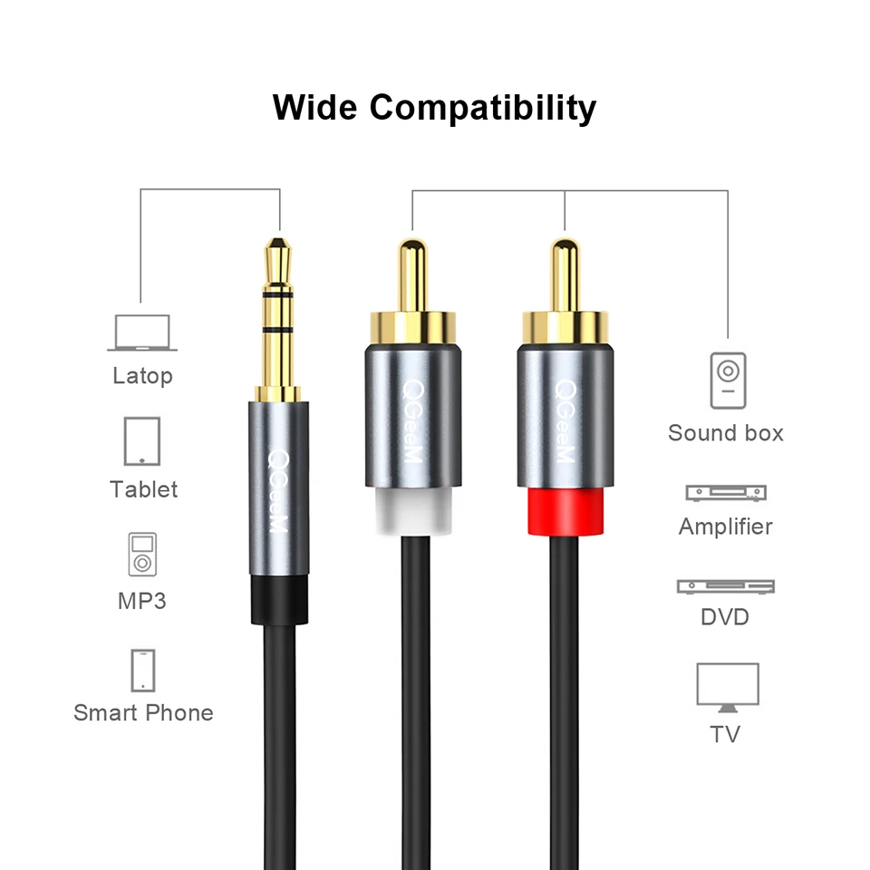 QGeeM RCA-kabel 2RCA naar 3.5  - Home Cinema Idea recensie en prijs