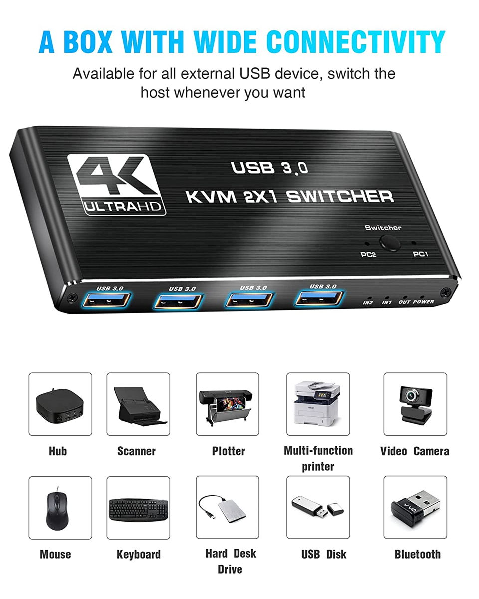 4K Usb Kvm Switch Usb 3.0 Swit - Home Cinema Hdmi recensie en prijs